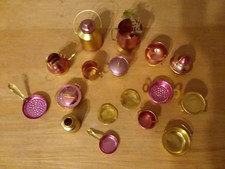Vintage Doll House Miniatures Lot of Gold Kitchen Pots  Pans 17 Pieces