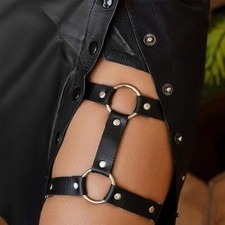 Leather Leg Chain Punk Black Harness Party Gothic Thigh Club Rave Intimate Pair