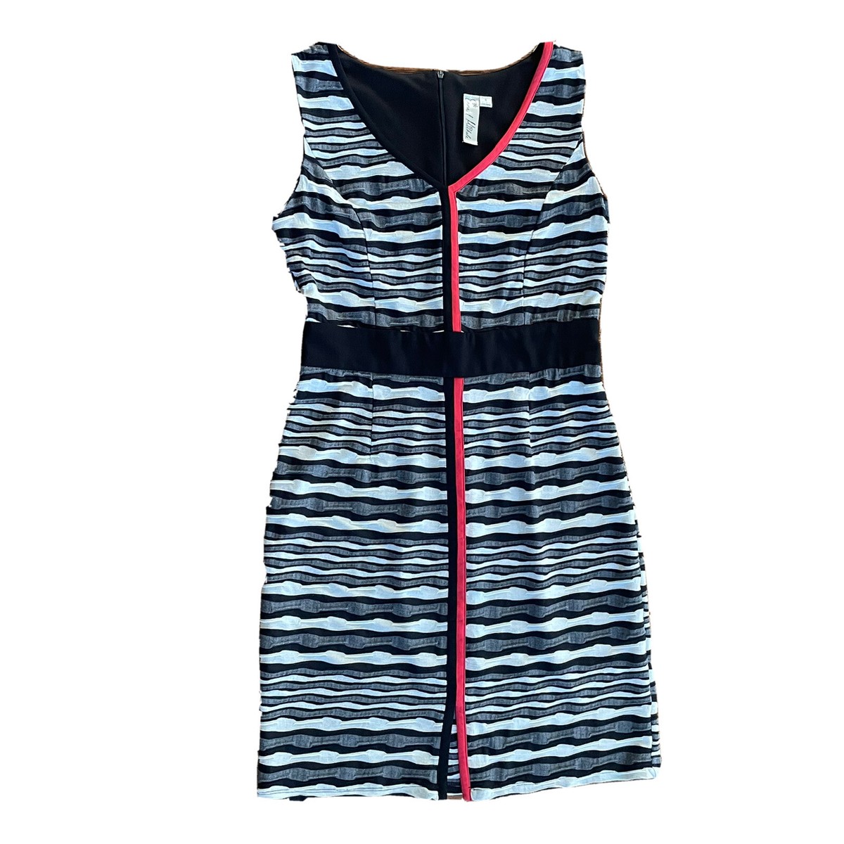 Emma & Michele Sz 8 dress V Neck Sleeveless Zipper Back Multi
