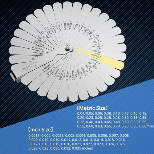 CAMWAY 2Pc Feeler Gauge Set – 32 Straight + 16 Offset Blades, Metric/Inch - Picture 3 of 9