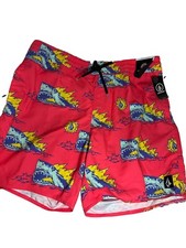 NWT Volcom Men  s Swim Trunk Aerobics Sharks Size Large New 7" insm. neon colors