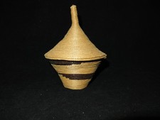 Rwandan Tutsi basket with lid 7.5" Super fine stitching