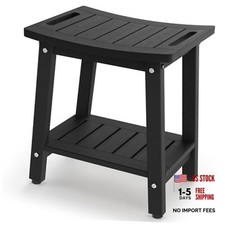 Shower Bench for Inside Shower - HDPE Shower Stool Medium 16x12.5x17 Inch Black