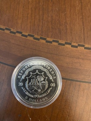 Liberia 2000 5 Dollars Silver Coin Discovery of America 1492 Columbus