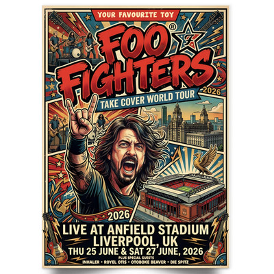 Foo Fighters Concert Poster 25 & 27 June 2026 Liverpool For Foo Fighters Fan