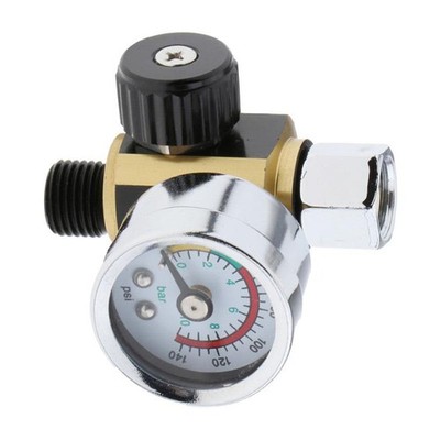 1pc Universal Spritzpistolen Luftdruckregler Messgerät Regler 0-140PSI/10Bar Acc