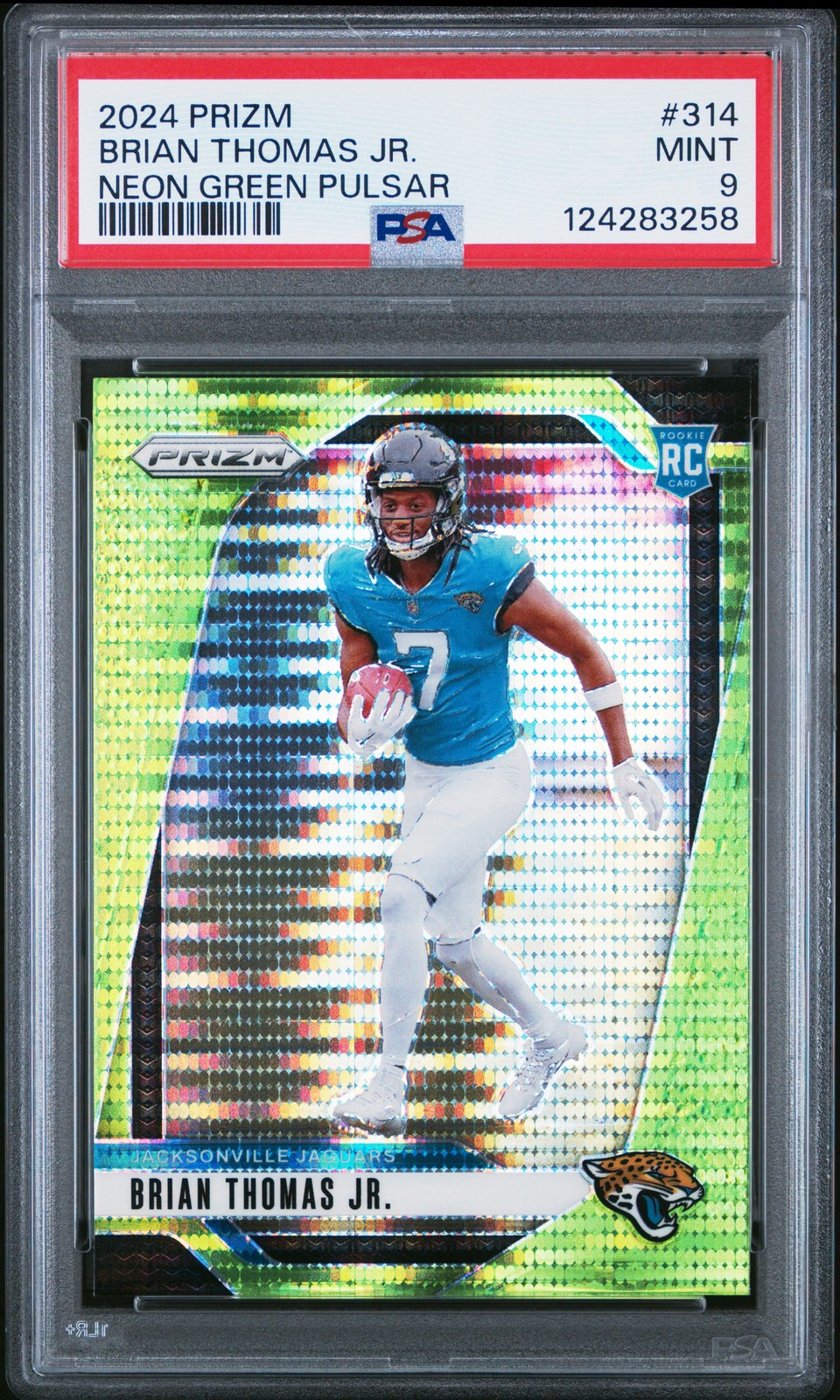 2024 Panini Prizm #314 Brian Thomas Jr. Neon Green Pulsar Rookie Card RC PSA 9