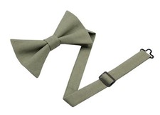 Linen Bow Ties for Men and Kids - Solid Color L  Youth, Adult  Sage Green