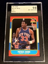 PATRICK EWING 1986 FLEER #32 ROOKIE CARD RC SBC 98 GEM MINT (RARE PRE-SGC) NBA