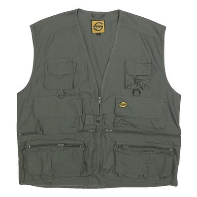 STUCKI THUN Herren grün Utility Weste XL Polyester Reißverschluss uni Funktionstaschen