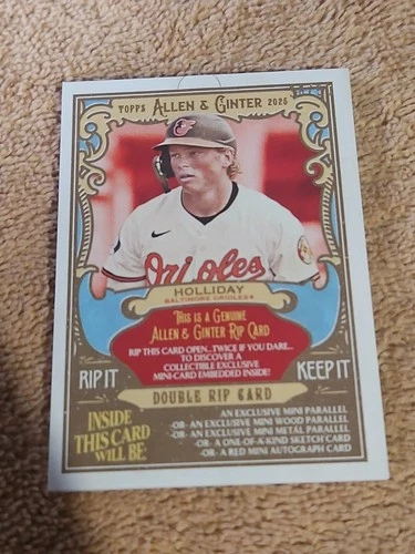 2025 Topps Allen Ginter Jackson Holliday Double Rip Card 38/50 Unripped