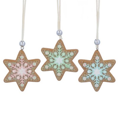 3er Set Pastell hängend Eis Lebkuchen Schneeflocke Stern, Gisela Graham Weihnachten