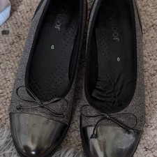 Gabor Women’s Ballet Flats UK 6 Black/Grey Slip On Round Toe Bow
