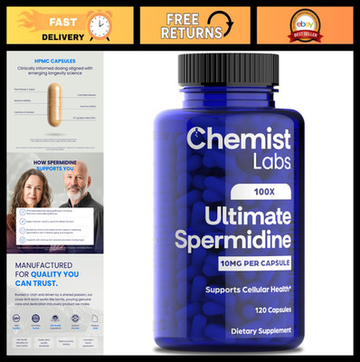High-Potency Spermidine Supplements for Longevity, 100x Formula, Vegan, 120 Caps