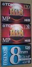 TDK Hi8 MP 120 2 Maxell GX-MP 120 8mm Video Cassette Tape Lot - New