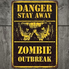 Danger Zombie Outbreak 8 x 12 Vintage Novelty Metal Sign Made In USA new!