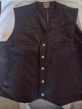Wyoming Traders Mens Ranger Pinstriped Wool Conceal Carry Ranch Wear Vest XXL