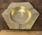Vintage Gold Brass Hexagon Ashtray | 5" Mid-Century Modern (MCM) Geometric Catch — photo 1