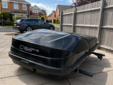 Junior Easy 420L Gloss Black Roof Box + Roof Bars + Keys – Large Car Roof Storag