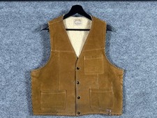 Vintage 70s Jo-o-Kay Suede Leather Sherpa Lined Vest Men's Brown