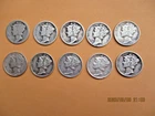 10 MURCURY SILVER DIMES - 1917-1924S-1934-1937-1941-1941-1942-1943-1943S-1944S