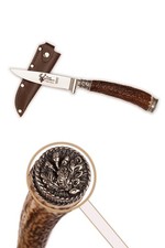 Trachtenmesser Hirschfänger echt Horn Stahlklinge Eichlaub Lederhose