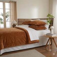 Luxury Velvet Comforter Set 9 pcs Copper Orange King Egyptian Cotton Sheet
