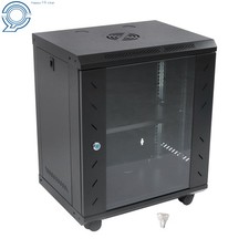 12U Enclosed Server Rack 15.5" Deep, Secure Lock Glass Front Sides