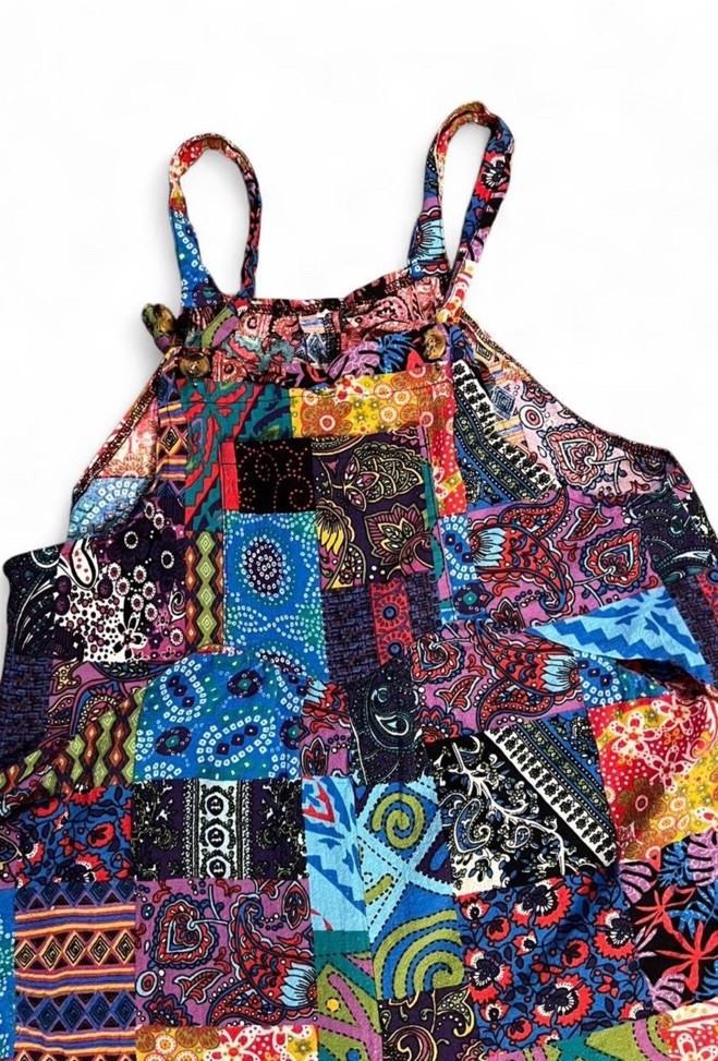 Patchwork Overalls Front Pocket Size 16 Women's - image 2