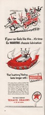 1954 Texaco Marfak Lubrication Horse Drawn Fire Engine Magic Carpet Ad