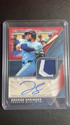 2026 Topps Series 1 George Springer Dual Color Relic Auto Red Blue Jays #MLMA-GS