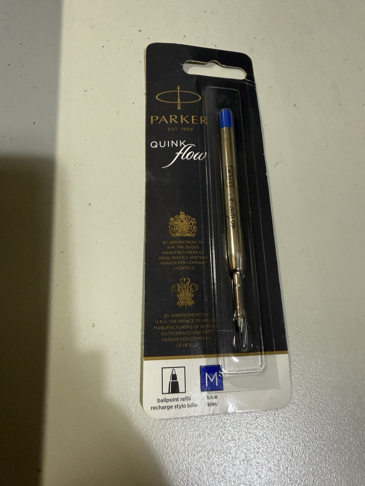 Parker Ballpoint Pen Refill QUINKflow Blue Ink Medium Point 1950371  (tray 10)