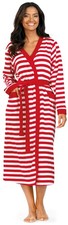 Damen Bademantel Morgenmantel COMTESSA Frottee Baumwolle Stripes 120cm rot Gr.52