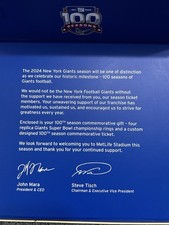 New York Giants 100 Seasons Commemorative Replica Super Bowl Rings, Ticket & Box