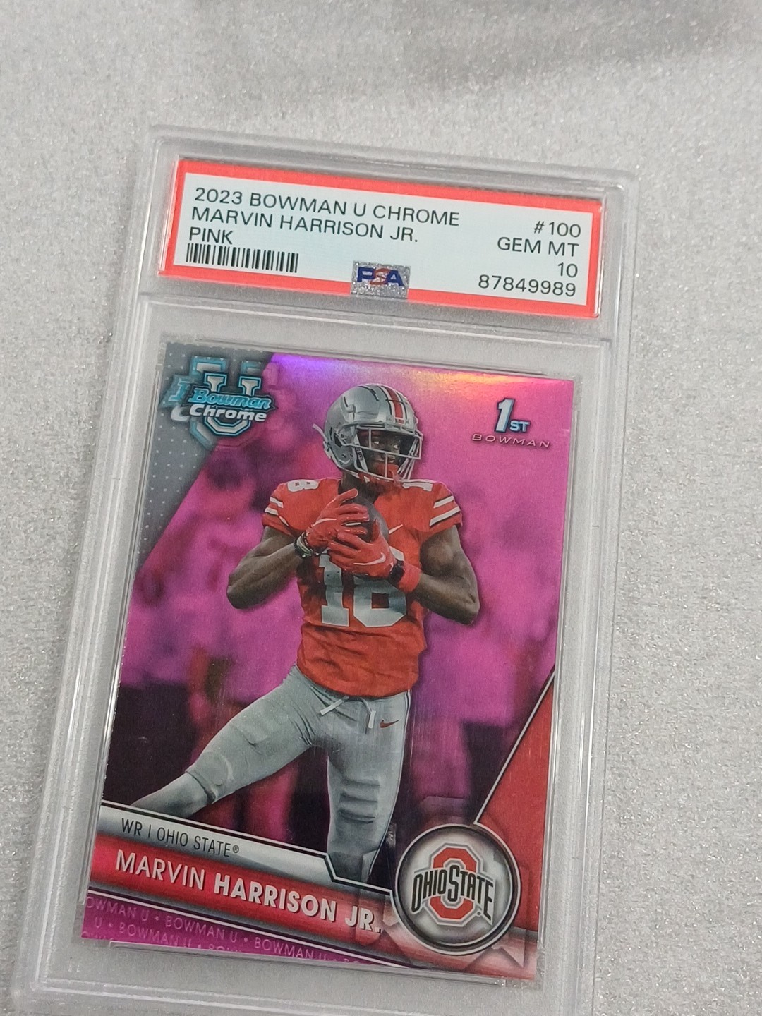 2023 Bowman Chrome U Marvin Harrison Jr 1st Pink Refractor (RC) PSA 10 CARDINALS