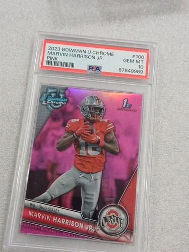 2023 Bowman Chrome U Marvin Harrison Jr 1st Pink Refractor (RC) PSA 10 CARDINALS