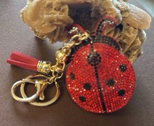 Rhinestone Ladybug Tassel Key Chain Keychain,...