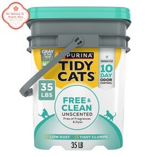 new Purina Tidy Cats Free and Clean Clumping Cat Litter, Unscented, 35 lb Pail