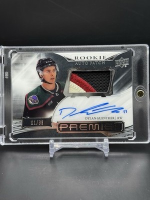 2022-23 UD Premier Dylan Guenther Rookie Patch Auto 01/99 RPA  #AHR-DG