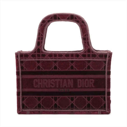 Christian Dior Oblique Mini livre fourre tout toile x velours sac à main bordeaux