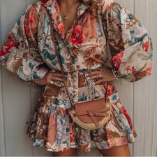 Zimmermann Cassia Drop Waist Mini Dress Size 1 / AU 10 / US 6 Belted Tiered Boho