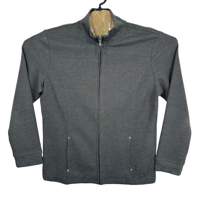 Karen Scott Sport Jacke Damen Pullover Medium Grau Full Zip Sweatshirt High Neck