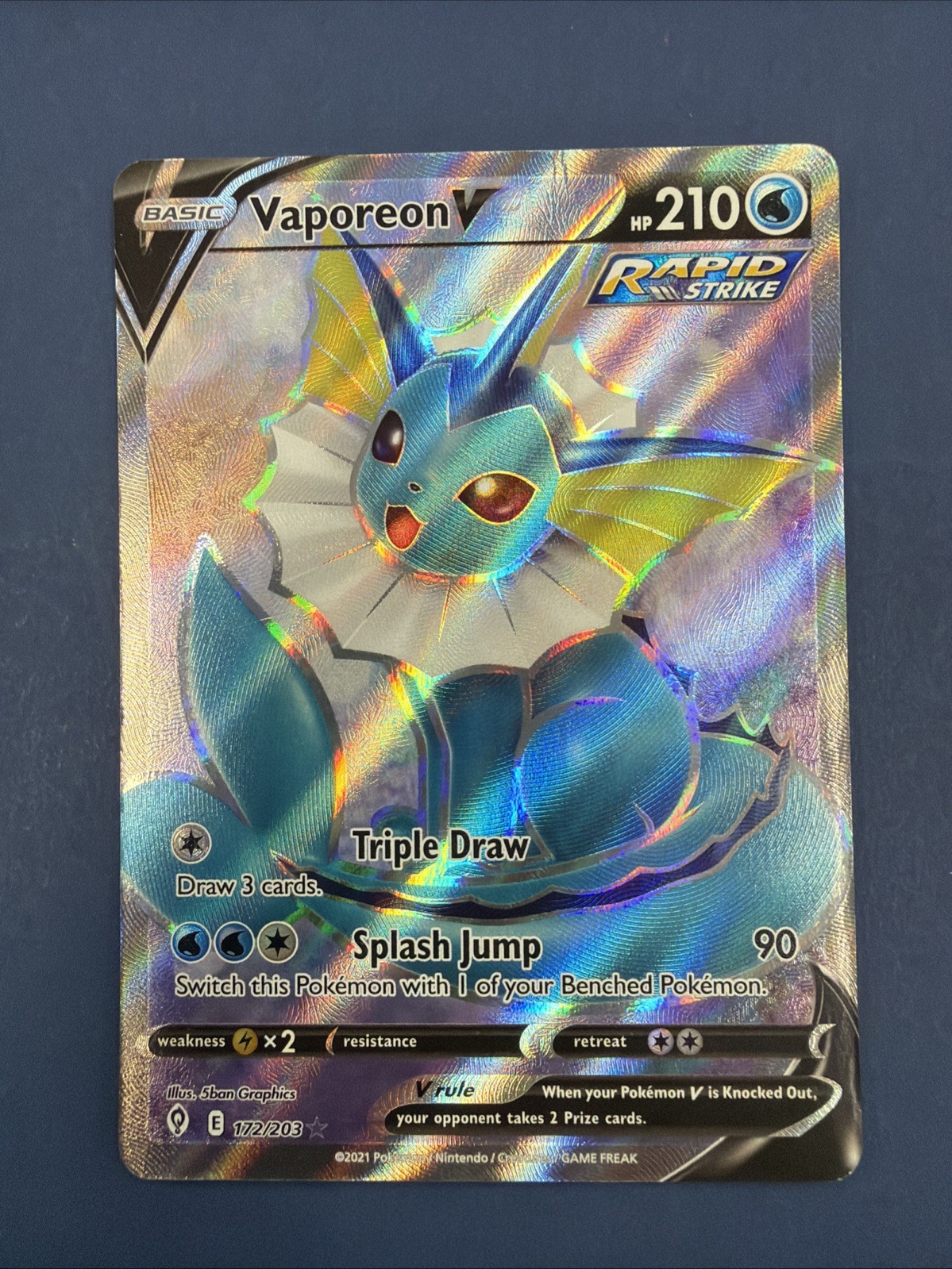 Vaporeon V (Full Art) 172/203 SWSH07: Evolving Skies Holo