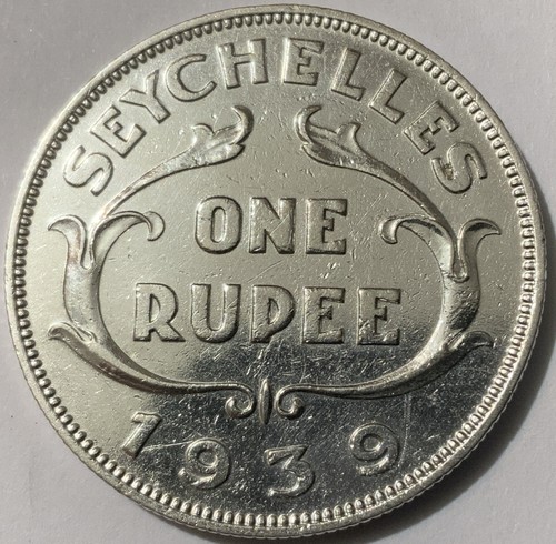 1939 Seychelles One Rupee Silver HG