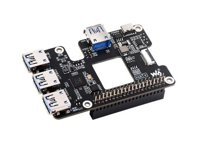 WaveShare PCIe zu USB 3.2 Gen1 HAT für Raspberry Pi 5, treiberfrei,Plug-and-Play