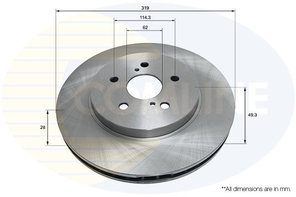 Brake Disc Front Internally Vented For Lexus RX Toyota Harrier COMLINE ADC01158V