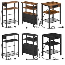 Side Table w/Charging Station Bedside Table End Table for Small Space Nightstand