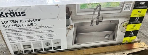 Kraus Loften 33 in. Drop in/Undermount Single Bowl 18G Stainless Kitchen Sink