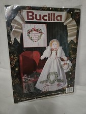 1993 Bucilla Stamped Pillowcase  Christmas Doll Embroidery Kit 83106 NOS