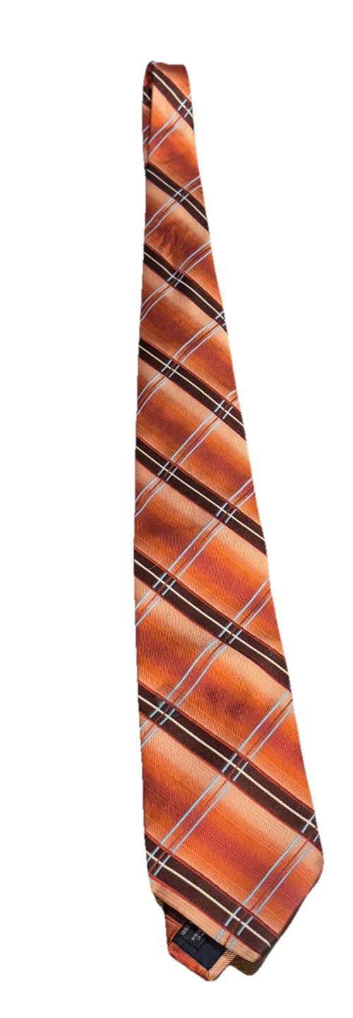 Jos A Bank Signature Collection 100% Silk Tie Made In Italy Brown Orange